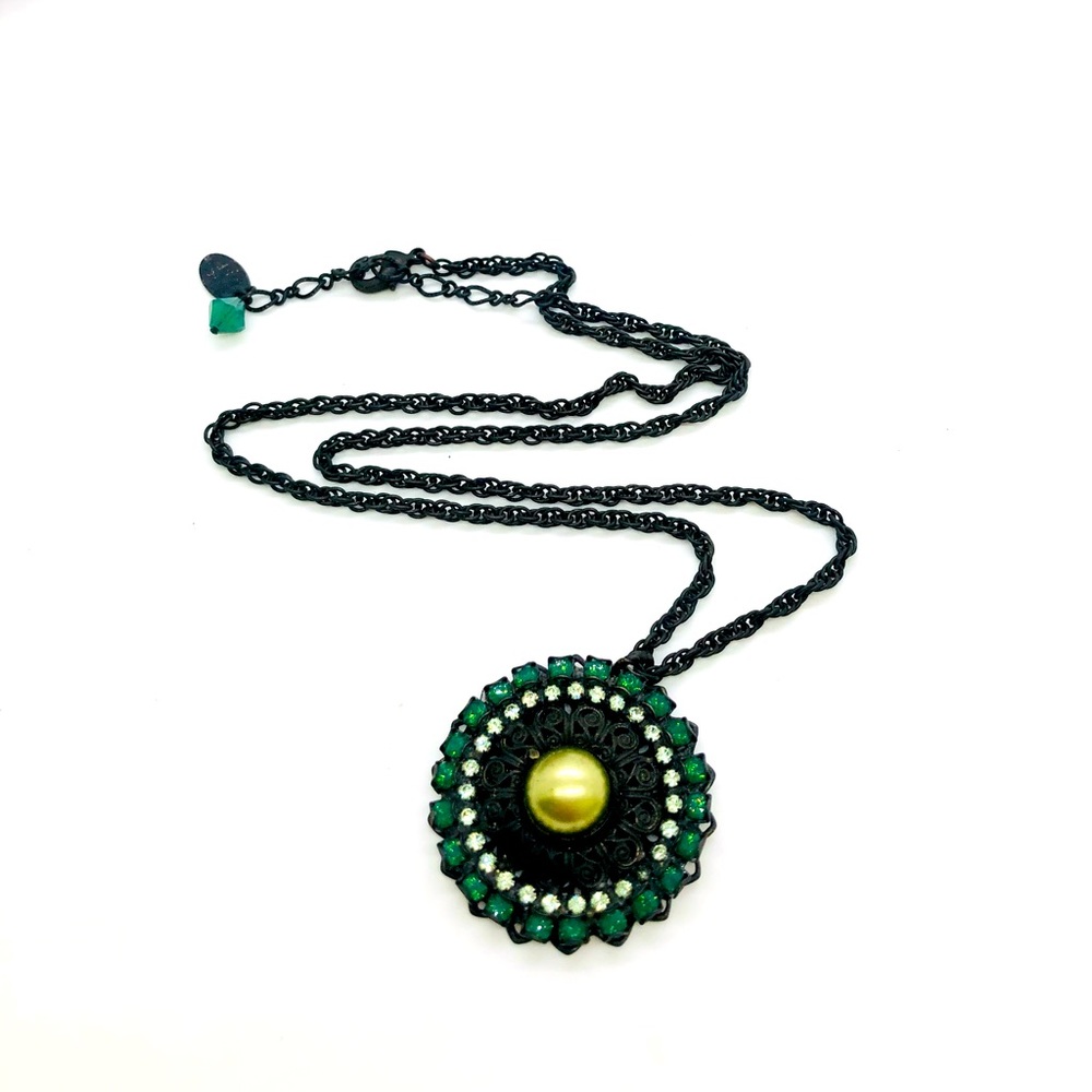 Vintage Liz Palacios SF crystal rhinestone necklace  💚